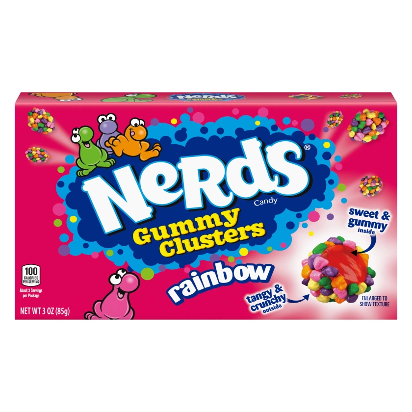 NERDS Gummy Clusters Rainbow, Crunchy and Gummy Candy, 3 oz, Theater Box - Walmart.com