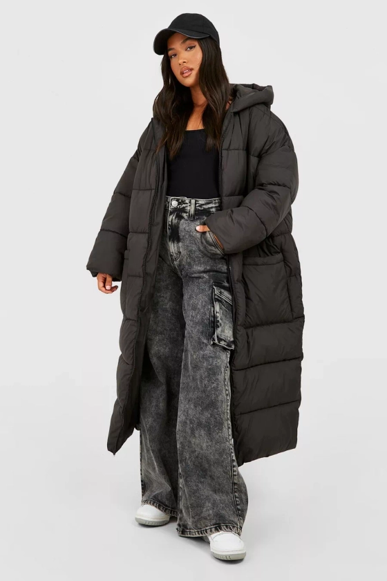 Petite Hooded Longline Puffer Coat