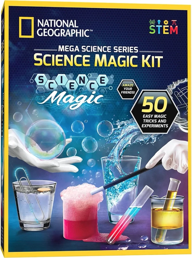 National Geographic Science Magic Set – Science Kit for Kids with 50 Unique Experiments and Magic Tricks, Chemistry Set and STEM Toy, A Great Gift for Boys and Girls