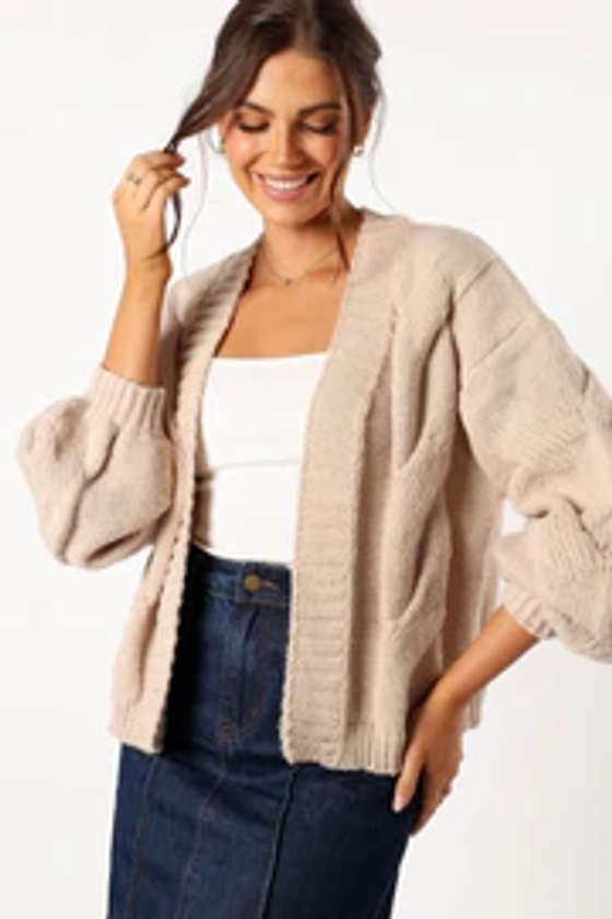 Oaklee Large Knit Back Cardigan - Tan