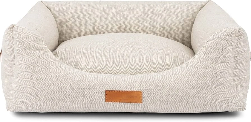 HUGO & HUDSON Dog Bed Orthopedic Non-skid Sofa Removable Washable Cover, Beige Herringbone, Medium : Amazon.co.uk: Pet Supplies