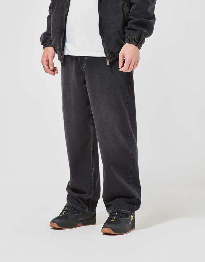 Route One Super Baggy Denim Jeans - Washed Black