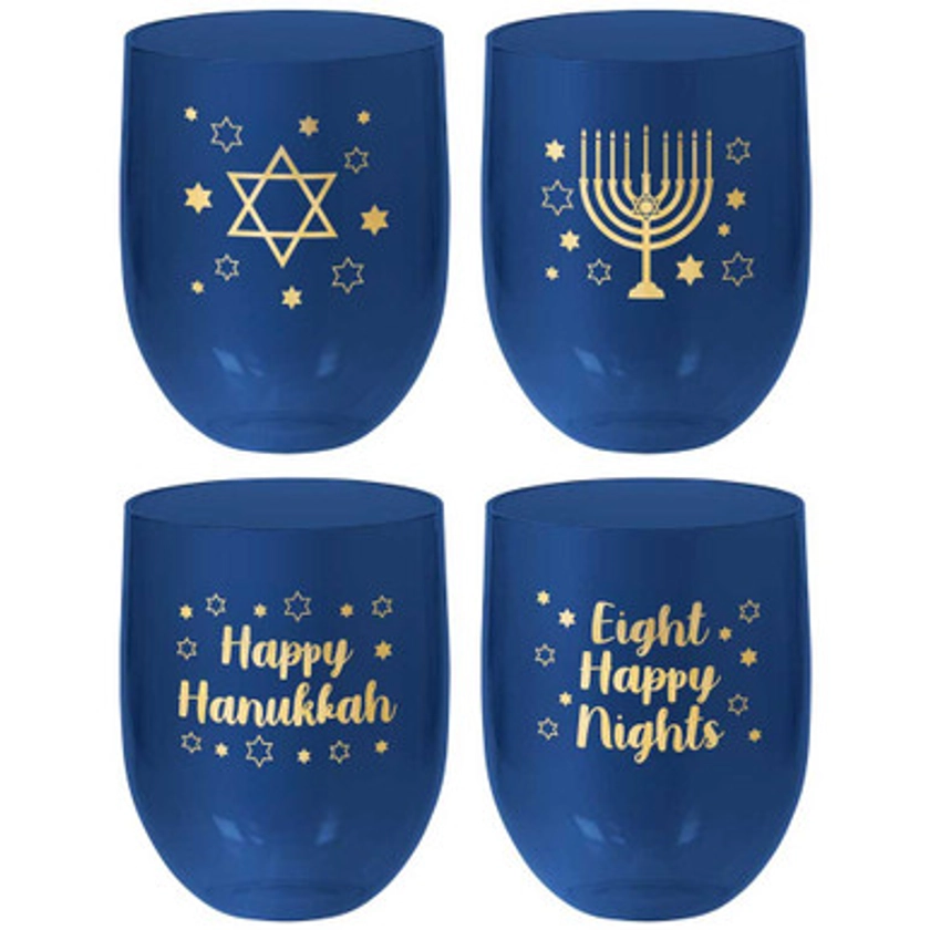 4 Pack Plastic Hanukkah Tumblers