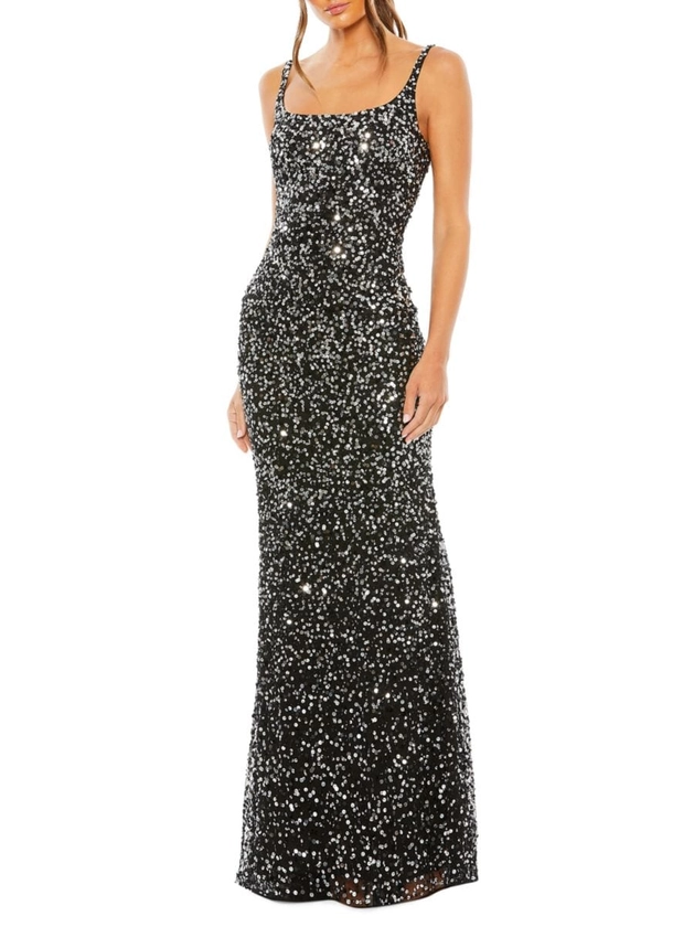 Shop Mac Duggal Sleeveless Sequined Slip Gown | Saks Fifth Avenue