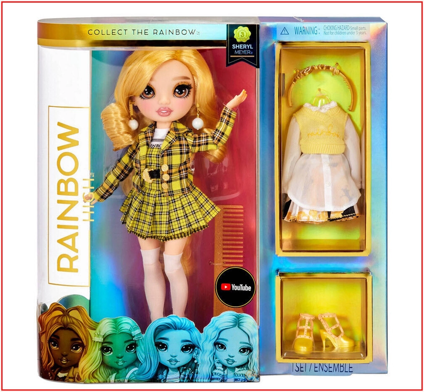 MGA Rainbow High SHERYL MEYER Yellow Fashion Doll + 2 OUTFITS Clothes ❤️NEW❤️