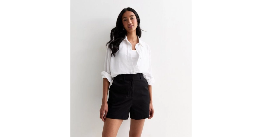 Black Cotton High Waist Tailored Shorts | New Look