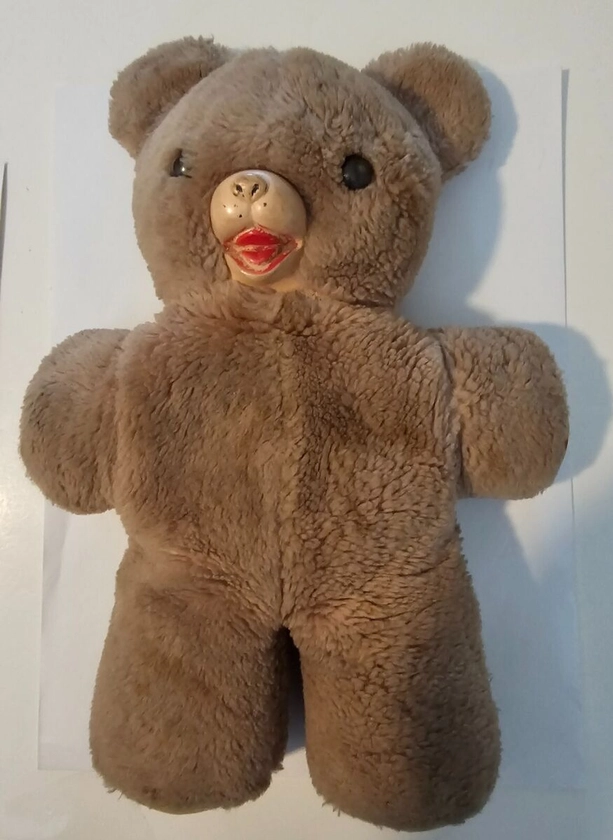 Vintage 12&#034; Rubber Nose/Face Teddy Bear Brown 1940s