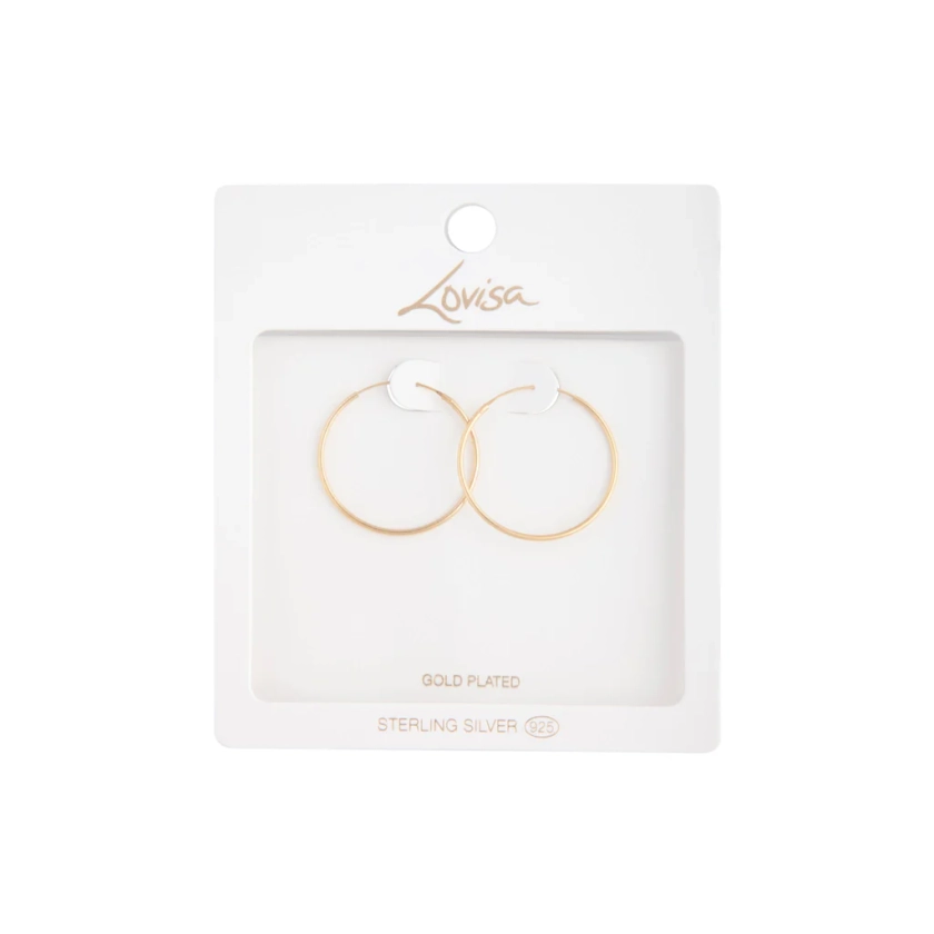 Gold Plated Sterling Silver Classic 30mm Hoop