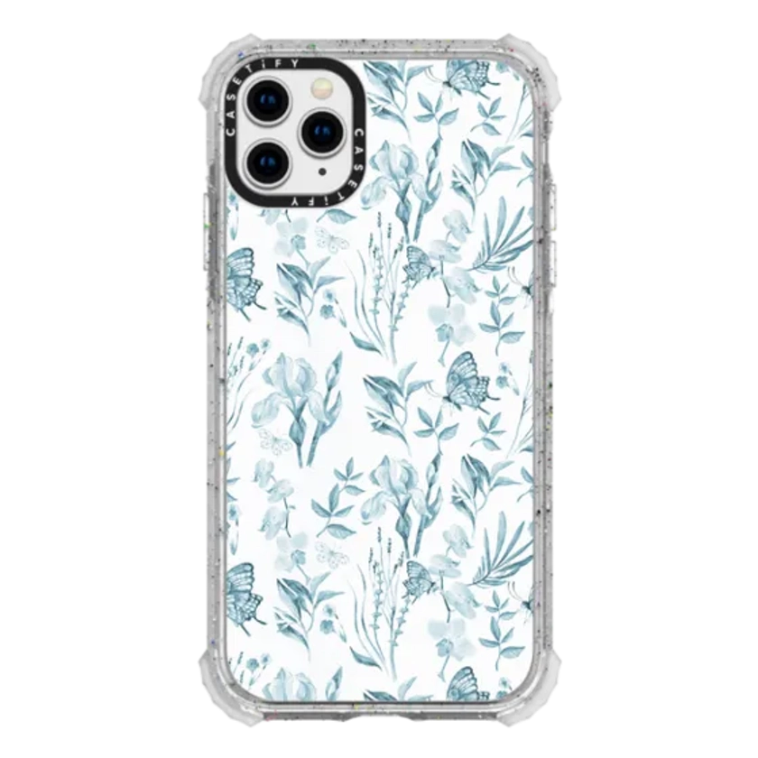 Ultra Impact iPhone 11 Pro Max Case - Elegant pastel blue vintage butterfly floral