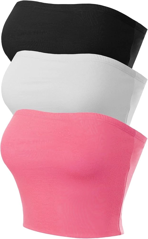 MixMatchy Women's Basic Casual Strapless Tube Top Packs