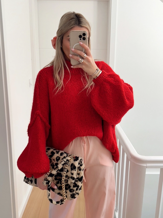 Pull BRED Oversized en maille rouge