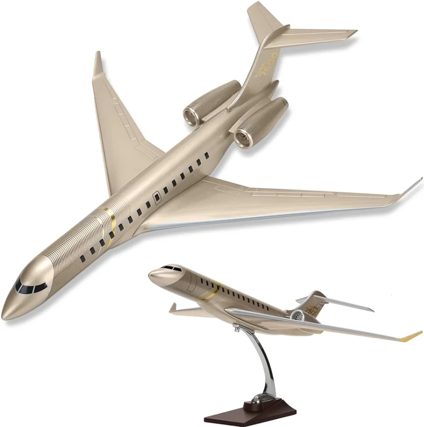 19.7" Bombardier Jet Model 7500 with Alloy Abs Stand and Gift Box Resin Diecast Airplane Model 1:72 Scale Private Business Jet Model for Collection or Gift Ornament (19.7in)