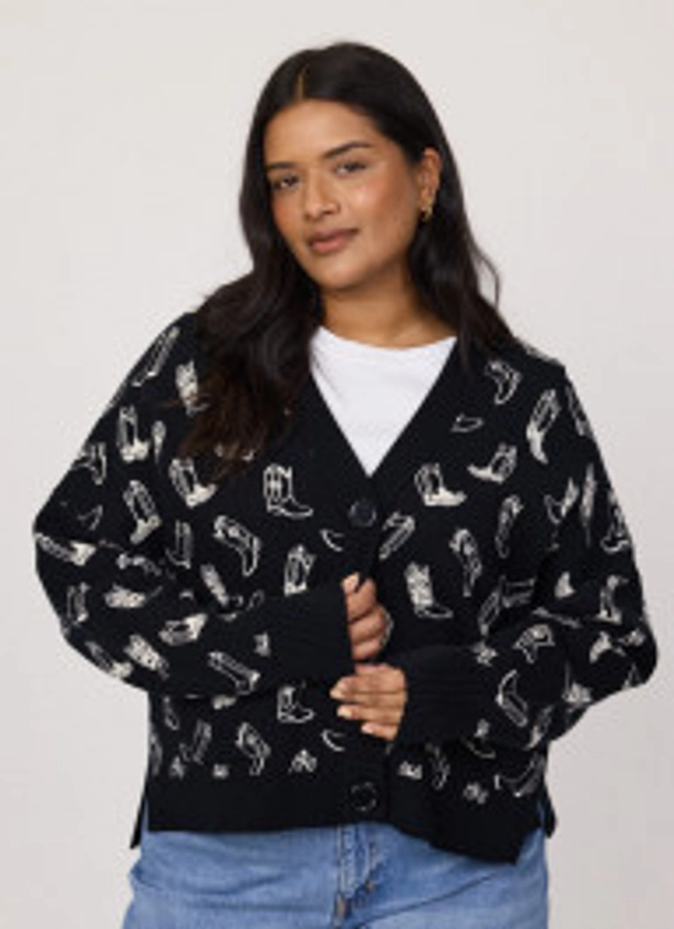 Lovelace Cowboy Boot Jacquard Oversized Cardigan