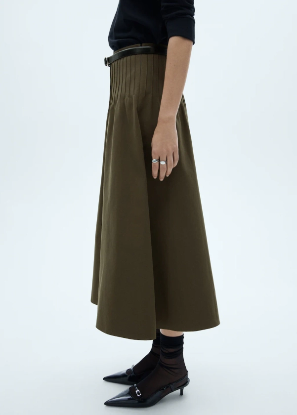 Flared skirt with pleated detail - Women | MANGO USA