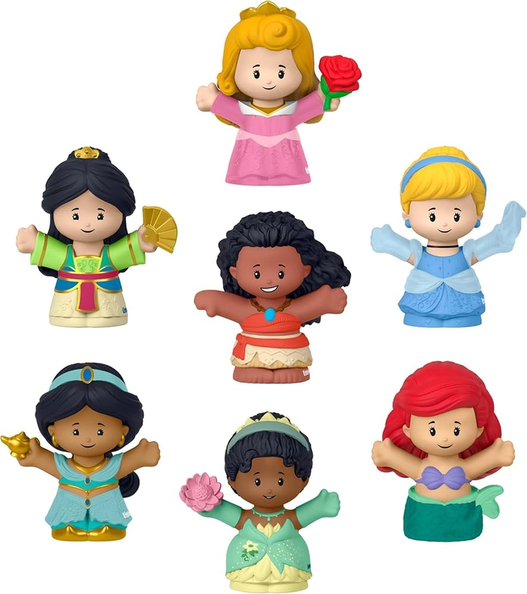 Fisher-Price Little People Set and Assortment of 7 Disney Princess Figurines for Toddlers and Toddlers, Imitation Play, Awakening Toy, From 18 Months, HJW75