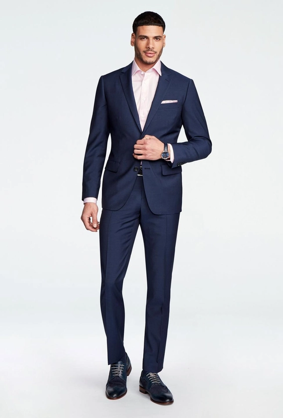 Custom Suits Made For You - Hamilton Sharkskin Blue Suit | INDOCHINO