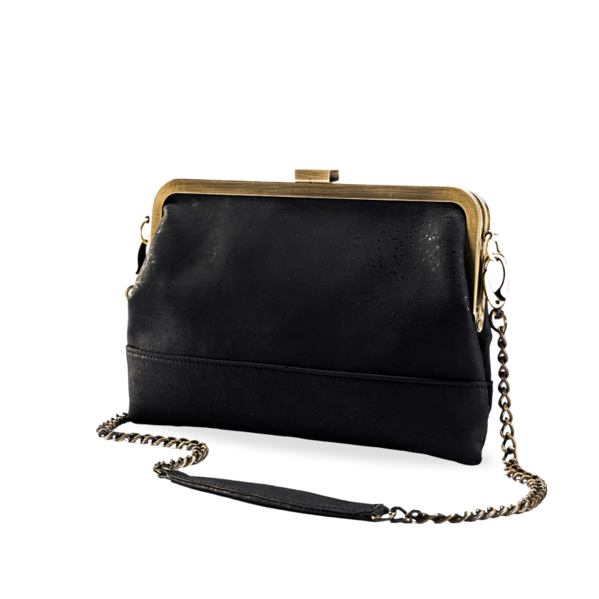 Black Evening Clutch Purse with Strap