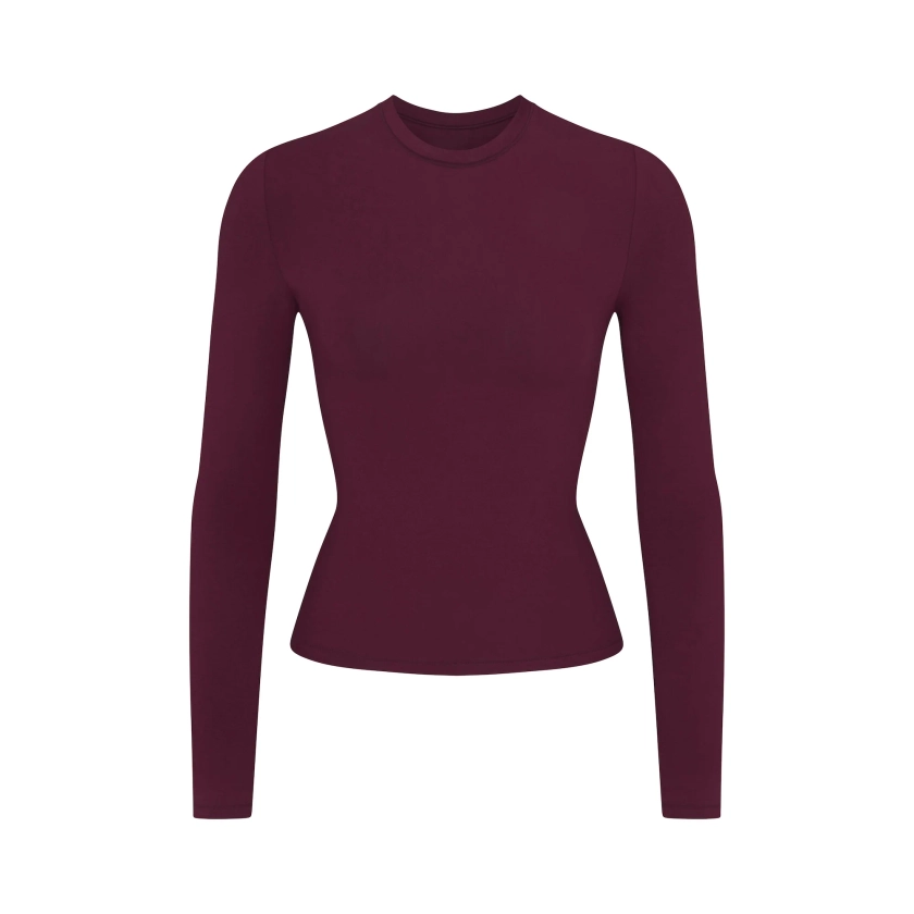 COTTON JERSEY LONG SLEEVE T-SHIRT | DEEP BERRY