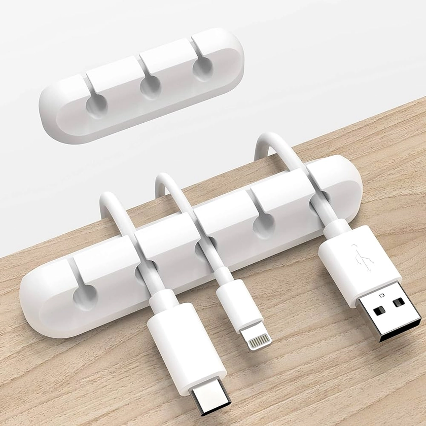 Amazon.com: White Cable Clips, Cord Organizer Cable Management, Cable Organizers USB Cable Holder Wire Organizer Cord Clips, 2 Packs Cord Holder for Desk Car Home and Office (5, 3 Slots) : Electronics