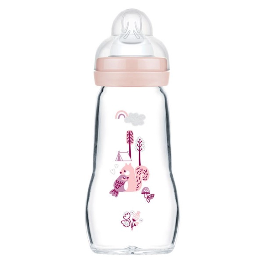 MAM Biberon Verre +2m Oiseau Rose 260ml