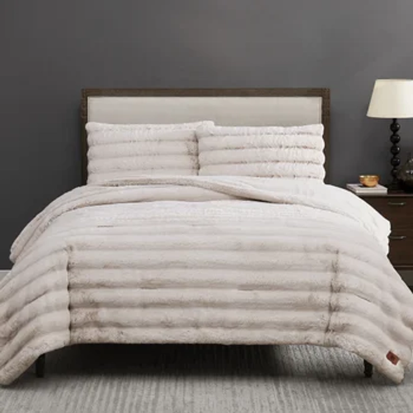 FRYE Channel 3-piece Faux Fur Comforter Set