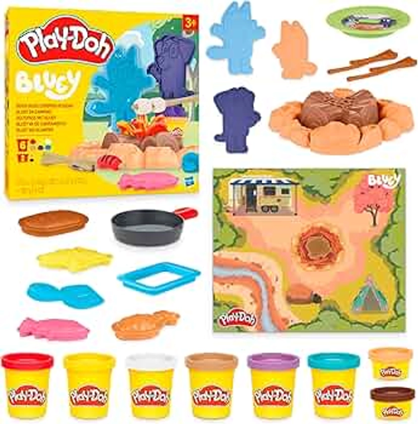 Play-Doh Bluey Goes Camping Playset with Campfire Themed Tools, Kids Arts and Crafts Toys for Girls and Boys 3 Years & Up