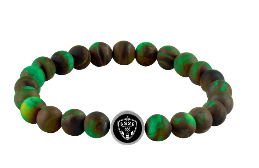 BRACELET ASSE PERLES D'AGATE VERTE