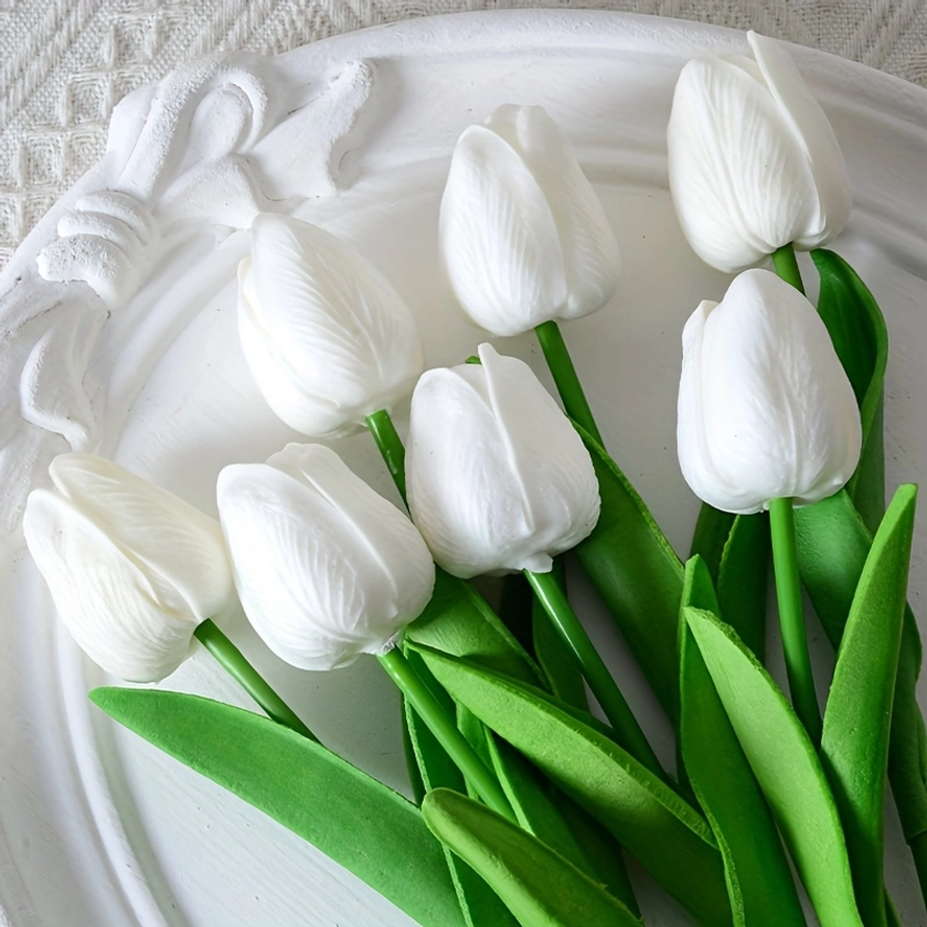 3pcs Simulation Flower * Flower, 13.39in/34cm Faux Tulip Flower, Valentine's Day Wedding Party Home Decoration Flowers
