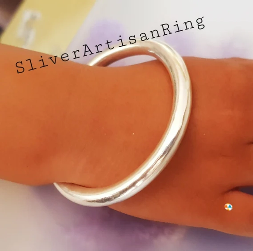 Thick Heavy Silver Bangle, 925 Sterling Silver Bangle, , Chunky Silver Bracelet, Stackable Bangle , Beautiful Bangle , Gift For Her