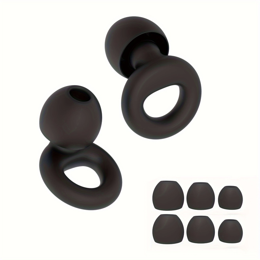 1 Pair Ear Plugs For Swimming, Work, Motorcycle, And Sleep, Silicone Reusable Ear Tips XS/S/M/L
