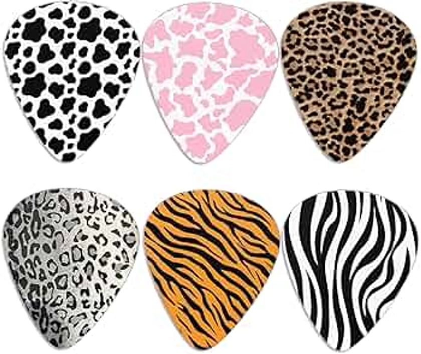 Jeiento Animal Leopard Guitar Picks for Electric Guitar 6 pack Classical Triangle 0.96mm Guitar Accessories Variety Pattern