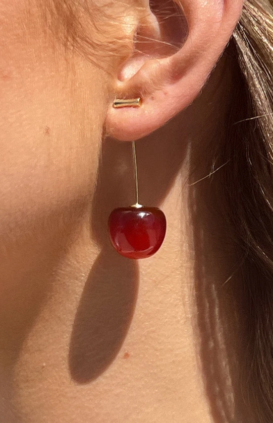 Azure Red Cherry Earrings