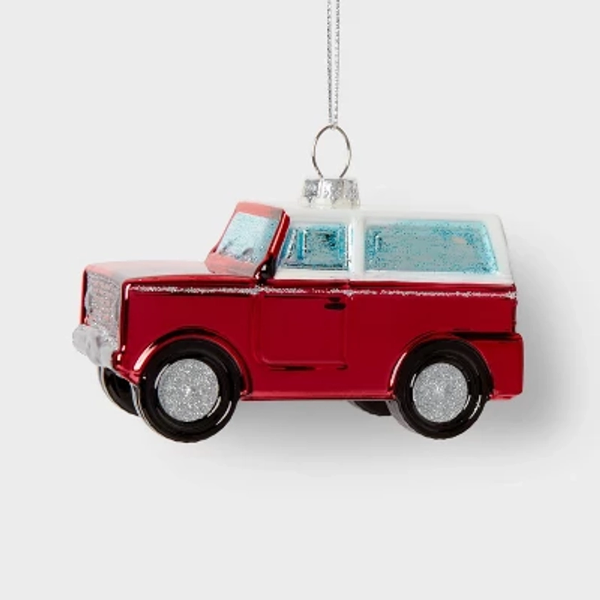 Glass SUV Christmas Tree Ornament Red - Wondershop™: Indoor Use, No Battery, 2.56" Height