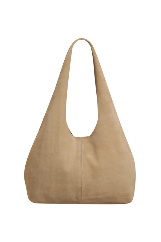 The Clover Slouch Bag | Stone Suede