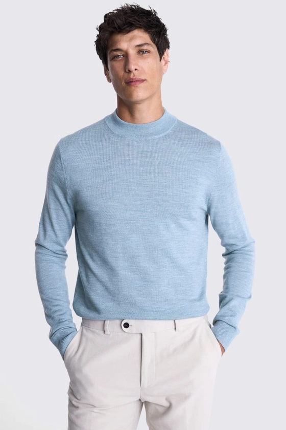 Light Teal Merino Mock-Neck Jumper | Buy Online at Moss