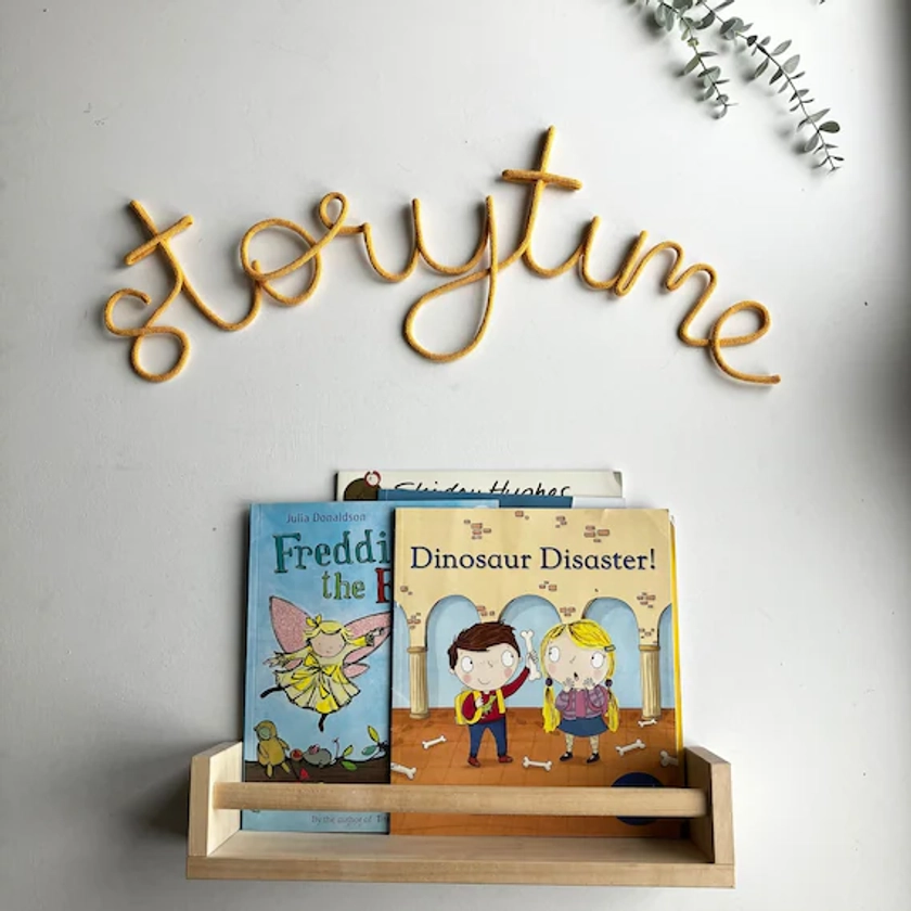 Large curved storytime wall sign for book nook , reading corner or playroom, bookworm gift idea , read sign