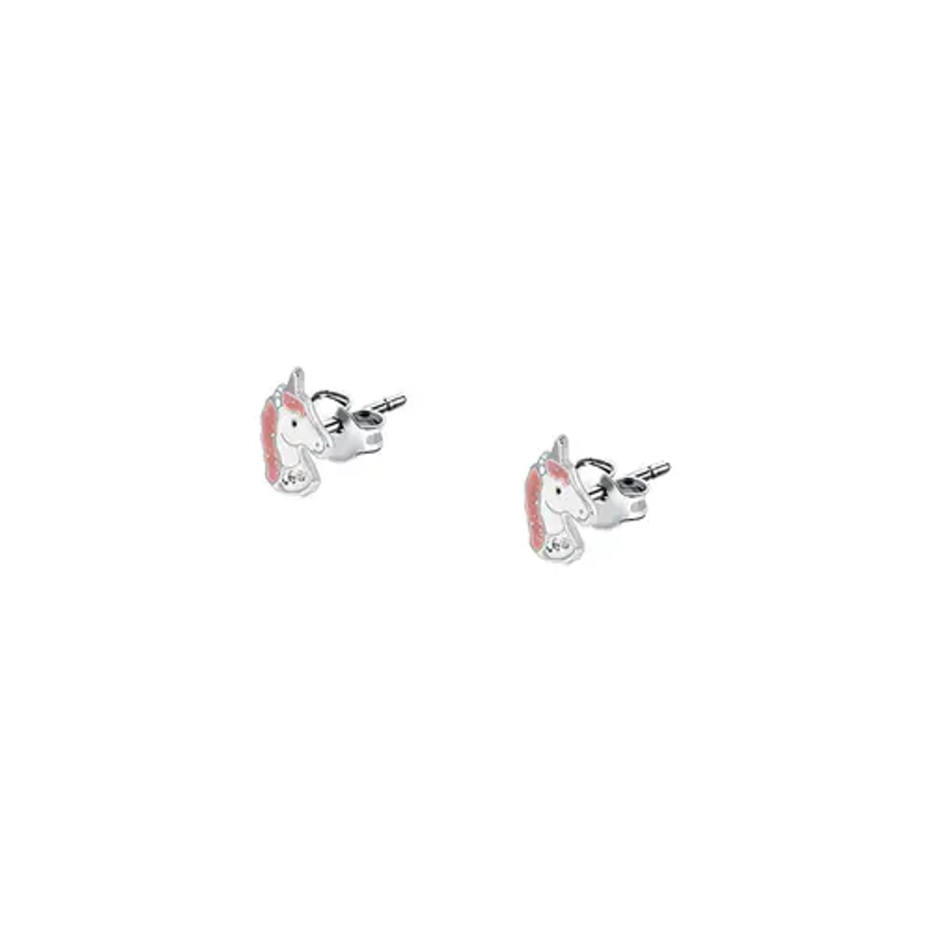 Boucles d’oreilles Puces Enfant Cleor Argent 925/1000 Blanc Cristal Blanc Licorne Papillon Z0156546 - Cleor