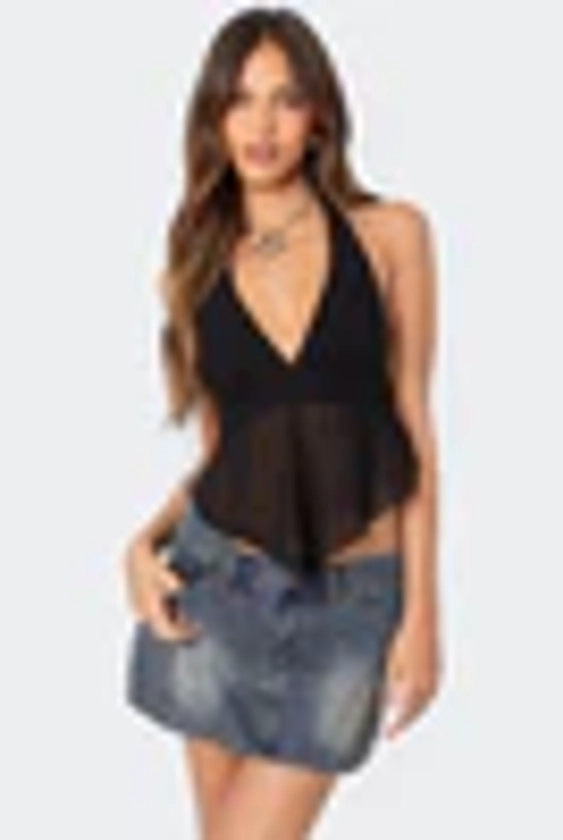 Ethereal Sheer Chiffon Halter Top