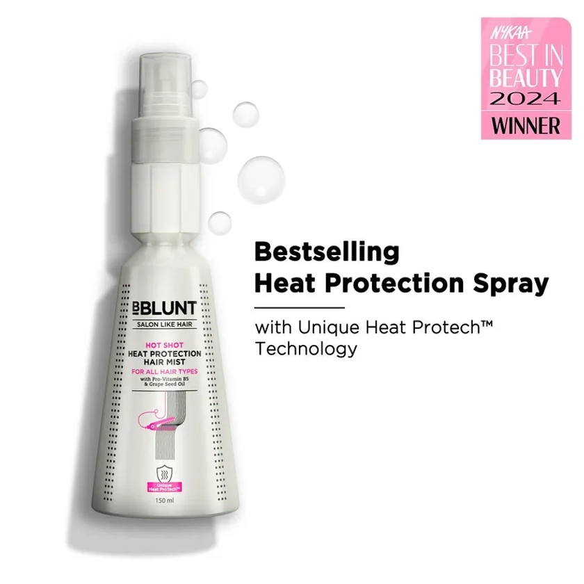 BBLUNT Hot Shot Heat Protection Hair Mist with Grape Seed Oil, No Parabens