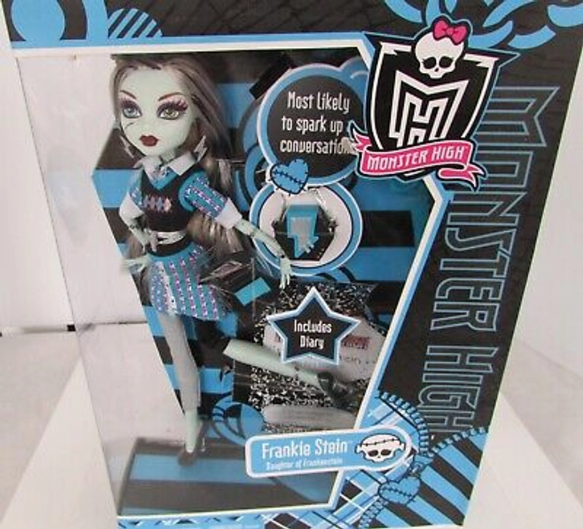 Monster High Frankie Stein Doll Schools Out New in Box Actual Doll Diary 2010