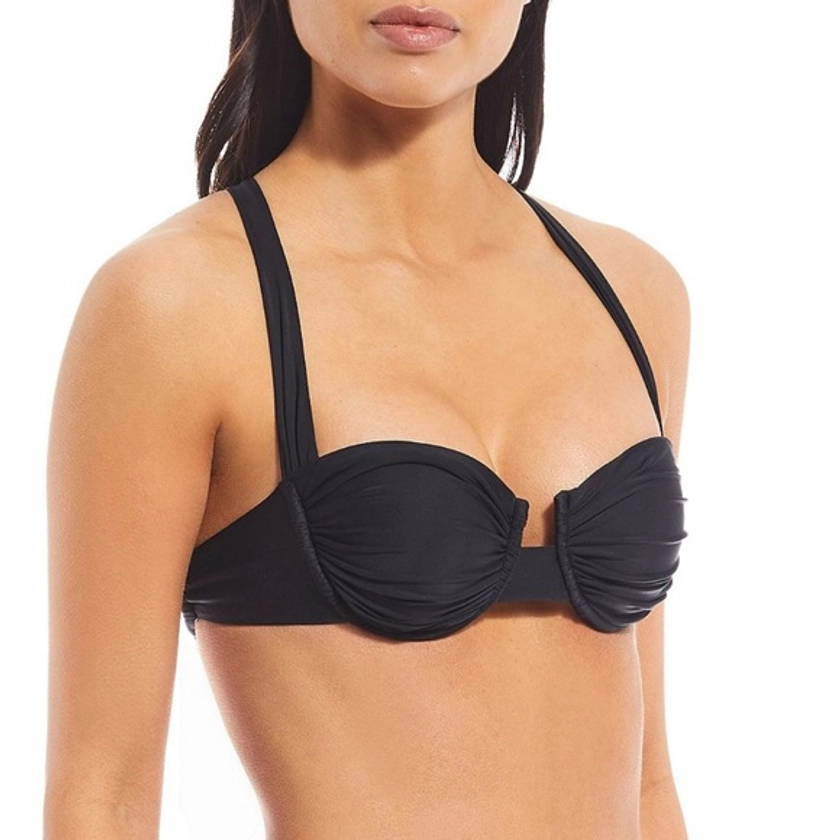 Gianni Bini Solid Black Underwire Demi Bralette Swim Top