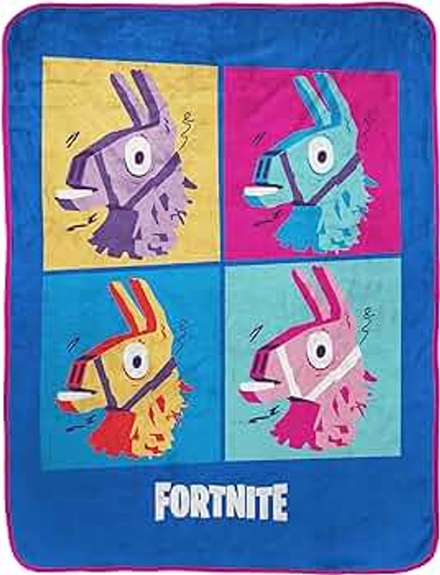 Fortnite Blue Llama Travel Blanket - Measures 40 x 50 inches, Bedding Features Warhol Design - Fade Resistant Super Soft Plush Fleece (Official Product)