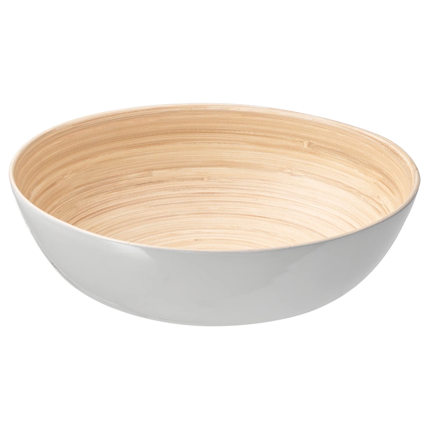 RUNDLIG serving bowl, bamboo/white, 30 cm - IKEA