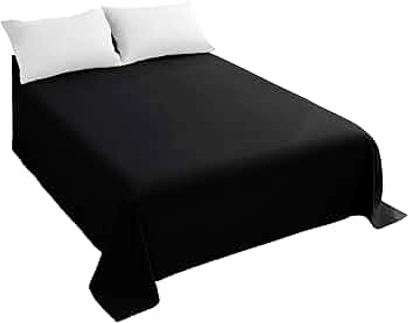 Sfoothome Full Flat Sheet Black Top Sheet, Premium Hotel 1-Piece, Luxury and Soft 1500 Thread Count Quality Bedding Flat Sheet, Wrinkle-Free, Stain-Resistant