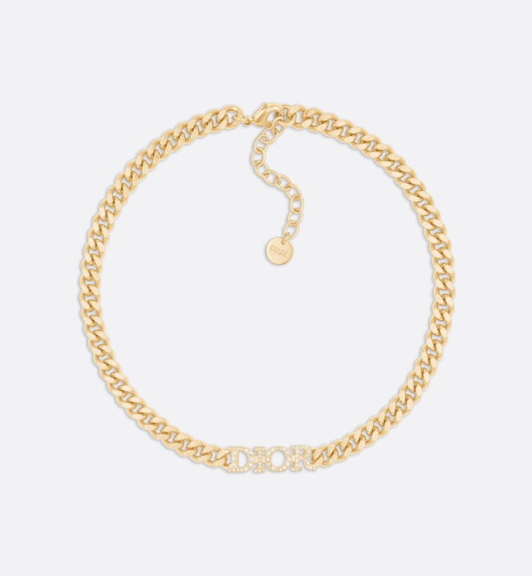 Dio(r)evolution Choker Gold-Finish Metal and White Crystals | DIOR