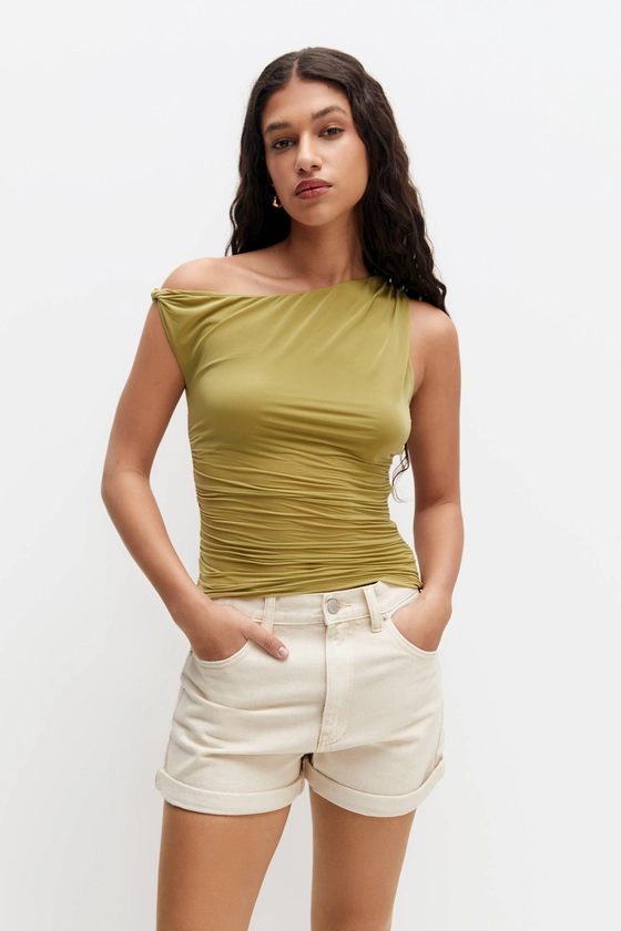 Strappy top with turn-down detail - pull&bear