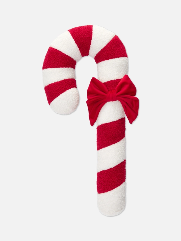 Bow Detail Candy Cane Cushion