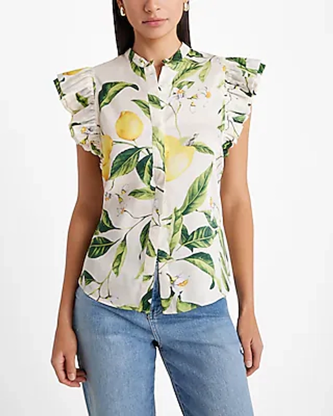 Floral Flutter Sleeve Button Up Gramercy Shirt