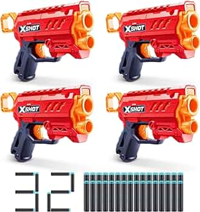 XShot Excel, Micro 2.0, (4 Blasters), 32 Darts Included, Easy Reload, Air Pocket Dart Technology, Toy Foam Blaster for Kids, Teens and Adults, Brown Box, (4 Blasters, Micro 2.0)