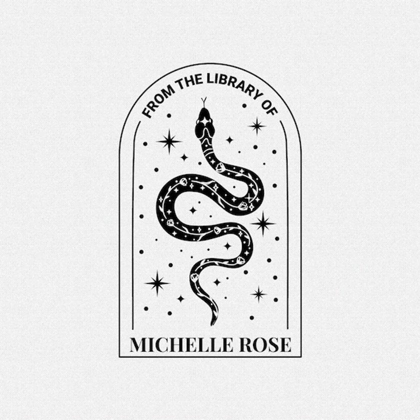 Personalized Book Stamp, From the Library Of Stamp, Snake Library Rubber Stamp (T923)